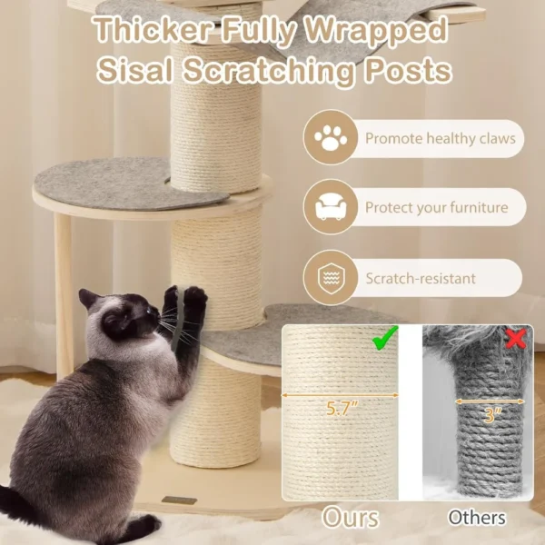Top Perch Modern Wooden Cat Tree Tower - Image 6