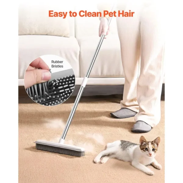 3-in-1 Pet Hair Broom with Rubber Bristles & Adjustable Handle - Image 4