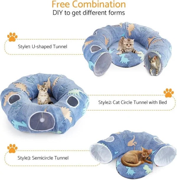 Foldable Cat Tunnel with Washable Bed – 4 Entry Points - Image 2