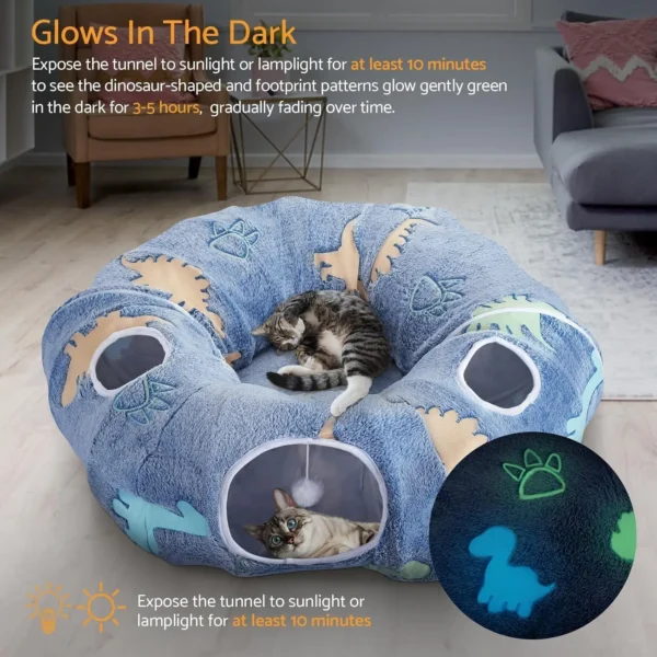 Foldable Cat Tunnel with Washable Bed – 4 Entry Points - Image 3