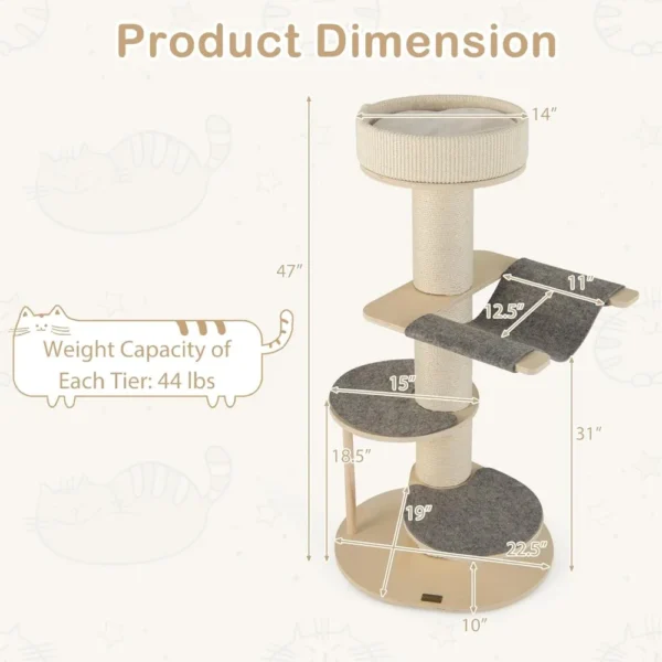 Top Perch Modern Wooden Cat Tree Tower - Image 4
