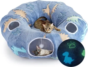 Foldable Cat Tunnel with Washable Bed – 4 Entry Points