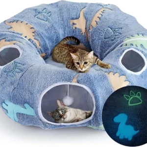 Foldable Cat Tunnel with Washable Bed – 4 Entry Points
