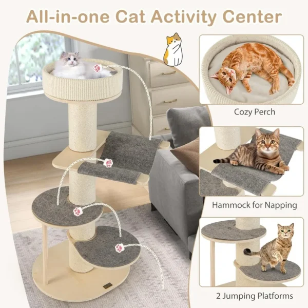 Top Perch Modern Wooden Cat Tree Tower - Image 5