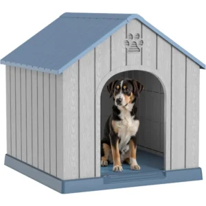 38″ Large Outdoor Dog House – Durable Resin, Water-Resistant