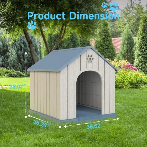 38″ Large Outdoor Dog House – Durable Resin, Water-Resistant - Image 5