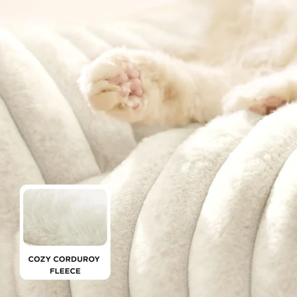 Fluffy Cat Sofa with Washable Cover – 24" Cream - Image 3