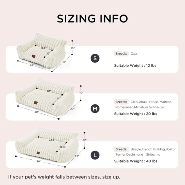 Fluffy Cat Sofa with Washable Cover – 24" Cream - Image 5