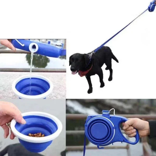Multifunction Pet Dog Leash – 4 in 1 with Water Bottle, Bowl & Waste Bag Holder - Image 3