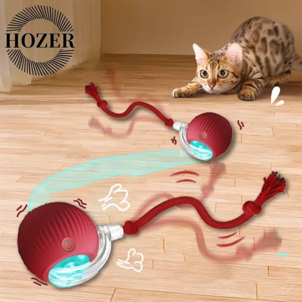 2Pcs Smart Cat Interactive Rolling Ball with Faux Tail – Rechargeable Toy - Image 2