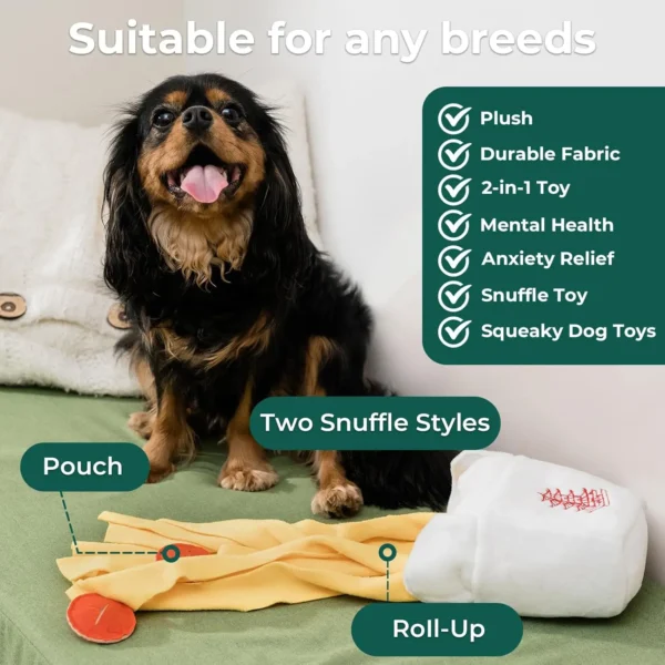 Take-Out Box Snuffle Dog Toy – Plush Puzzle Feeder with Squeaker - Image 2