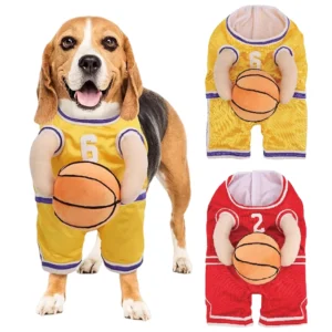 Dog Basketball Player Costume with Ball – Funny Pet Halloween Outfit