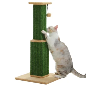 Large Cat Scratching Post – Tall Sisal Tower with Carpet Base & Dangling Ball