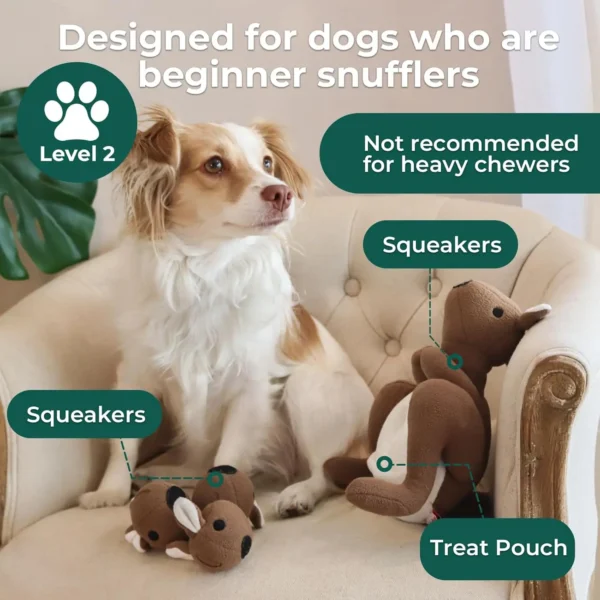 Kangaroo Plush Dog Toy with Squeaker & Treat Pouch 🦘🐾 - Image 2