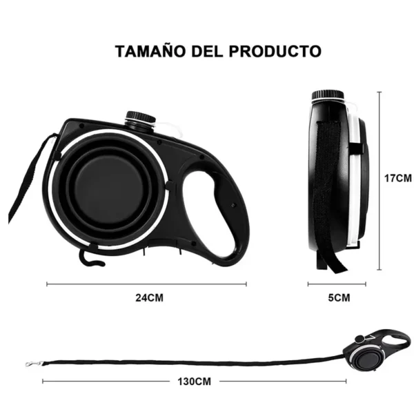 Multifunction Pet Dog Leash – 4 in 1 with Water Bottle, Bowl & Waste Bag Holder - Image 5