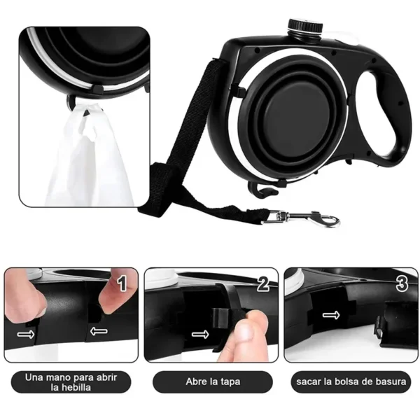 Multifunction Pet Dog Leash – 4 in 1 with Water Bottle, Bowl & Waste Bag Holder - Image 6