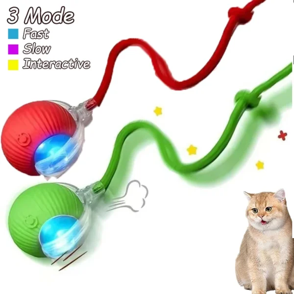 2Pcs Smart Cat Interactive Rolling Ball with Faux Tail – Rechargeable Toy - Image 11