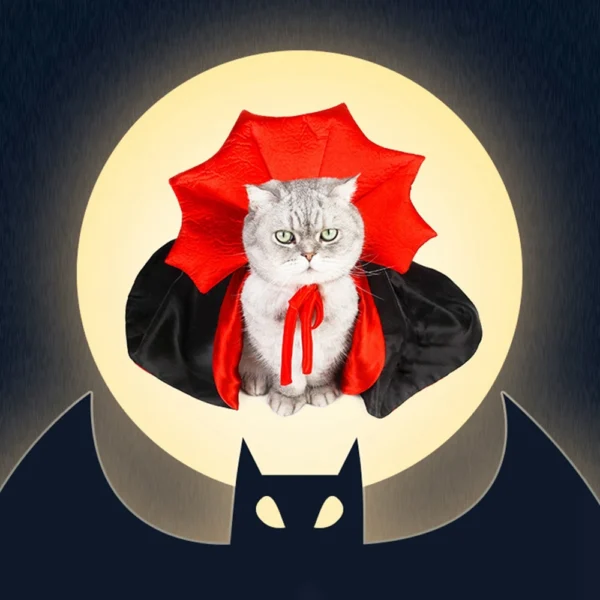 Pet Vampire Cloak – Cute Halloween Costume for Cats & Small Dogs - Image 3
