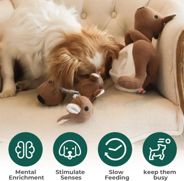 Kangaroo Plush Dog Toy with Squeaker & Treat Pouch 🦘🐾 - Image 3