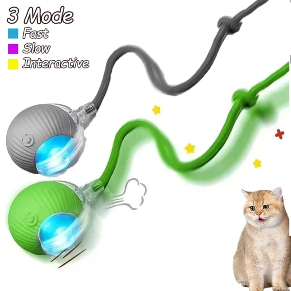 2Pcs Smart Cat Interactive Rolling Ball with Faux Tail – Rechargeable Toy - Image 8