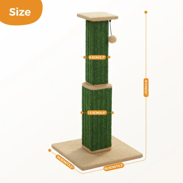 Large Cat Scratching Post – Tall Sisal Tower with Carpet Base & Dangling Ball - Image 6