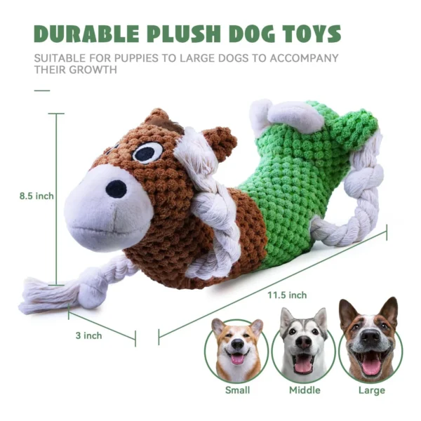 Plush Double-Headed Squeaky Dog Toy – Cow & Horse Design - Image 4