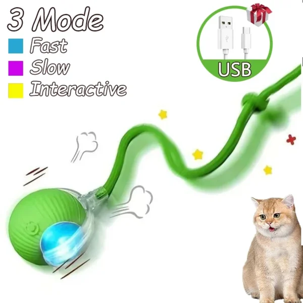 2Pcs Smart Cat Interactive Rolling Ball with Faux Tail – Rechargeable Toy - Image 10