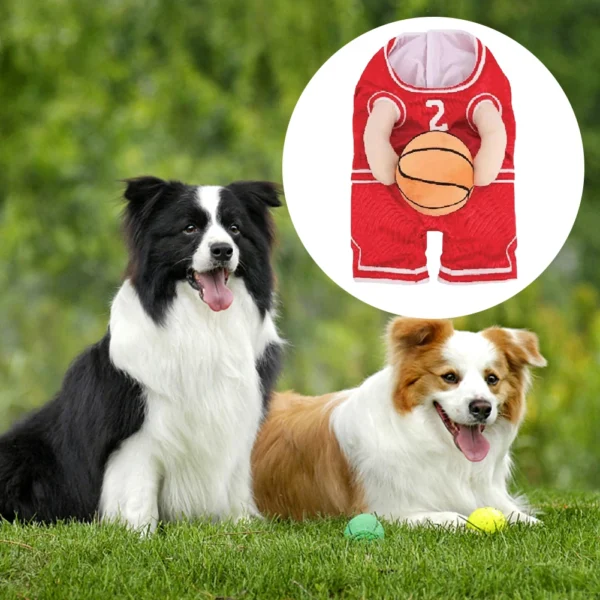 Dog Basketball Player Costume with Ball – Funny Pet Halloween Outfit - Image 3