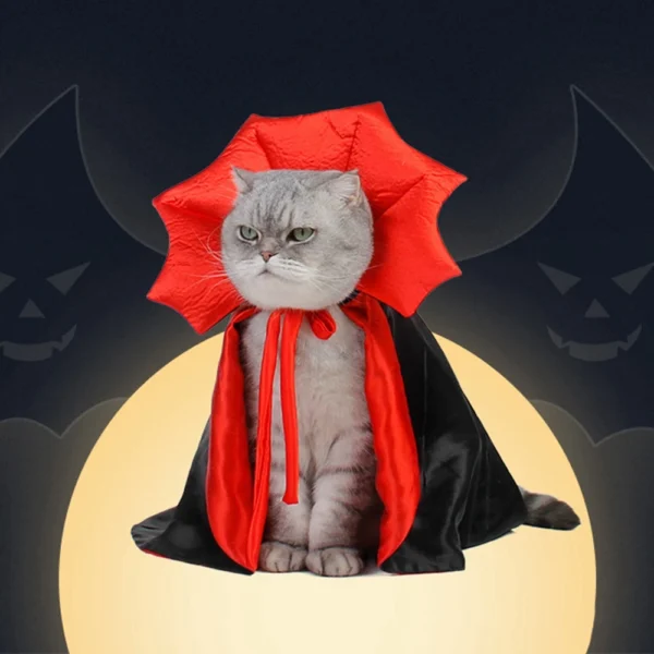 Pet Vampire Cloak – Cute Halloween Costume for Cats & Small Dogs - Image 2
