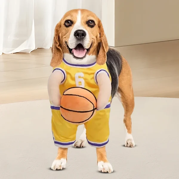 Dog Basketball Player Costume with Ball – Funny Pet Halloween Outfit - Image 4