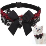 Cat Collar – Gothic Velvet with Bell & Cross Charm