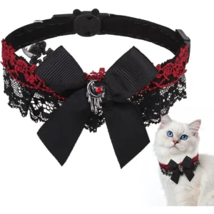 Cat Collar – Gothic Velvet with Bell & Cross Charm