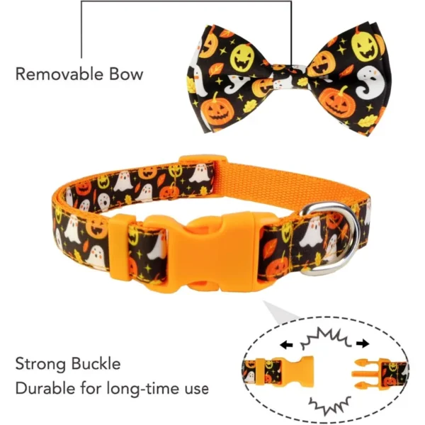 Fall Dog Bow Tie Collar – Orange Thanksgiving Style - Image 2