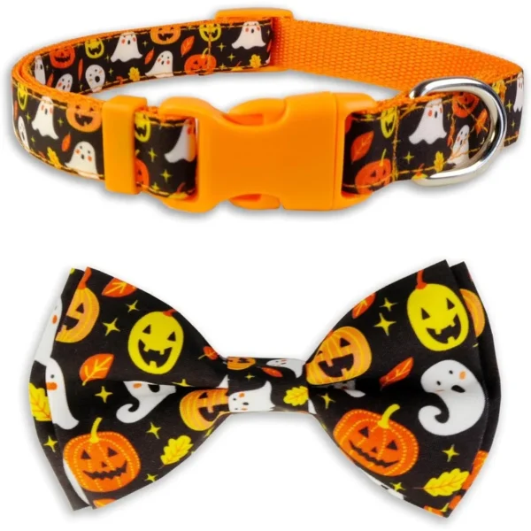Fall Dog Bow Tie Collar – Orange Thanksgiving Style