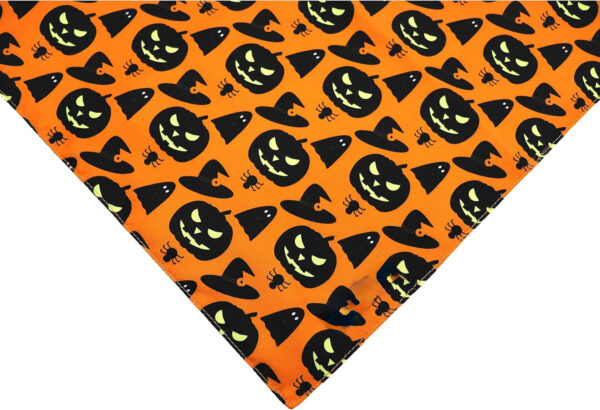 Halloween Dog Bandanas – Pumpkin & Spider Web Triangle Scarf - Image 4