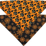 Halloween Dog Bandanas – Pumpkin & Spider Web Triangle Scarf