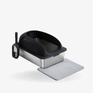 Stainless Steel Covered Cat Litter Box – Large, Odor-Resistant with Scoop