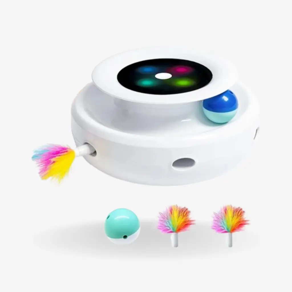 2-in-1 Smart Cat Toy – Automatic Feather Ball Interactive Toy