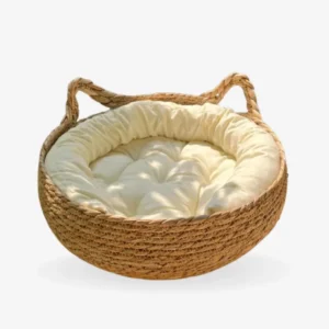 Handmade Cat Nest Bed – Woven Pet Bed with Detachable Cushion for All Seasons