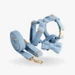 Blue Teddy Bear Dog Harness Set – 4 Piece Leash, Collar, Vest & Bow