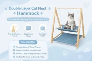Double Layer Cat Hammock Bed – Breathable Wooden Cat Nest