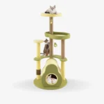 Freestanding Multi-Level Avocado Cat Tower with Private Condo – Plush Cat Climbing & Scratching Furniture