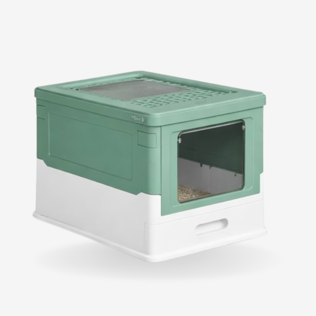 Portable Fully Enclosed Cat Litter Box with Drawer Tray & Scoop
