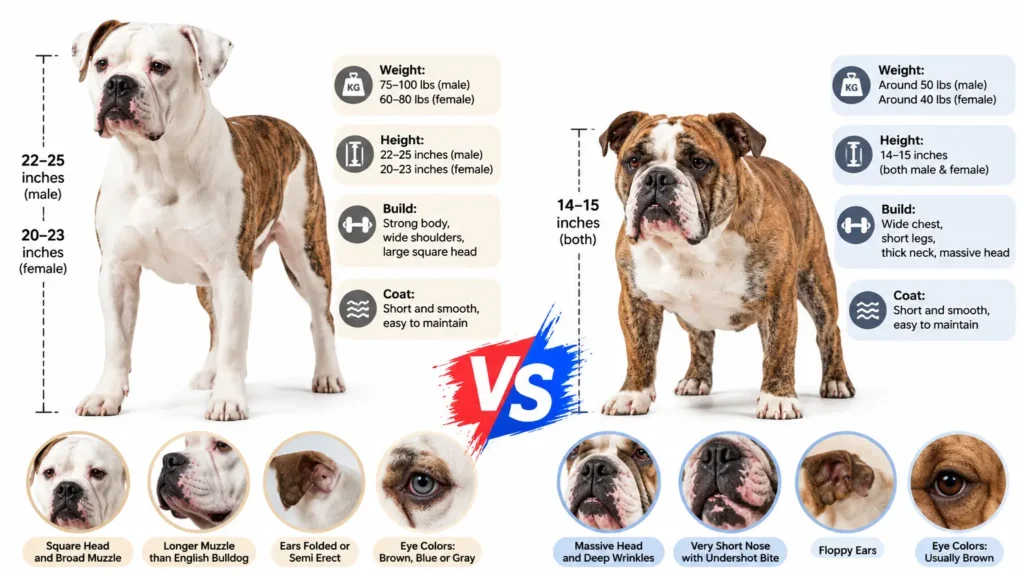 American Bulldog Vs English Bulldog Size And Looks