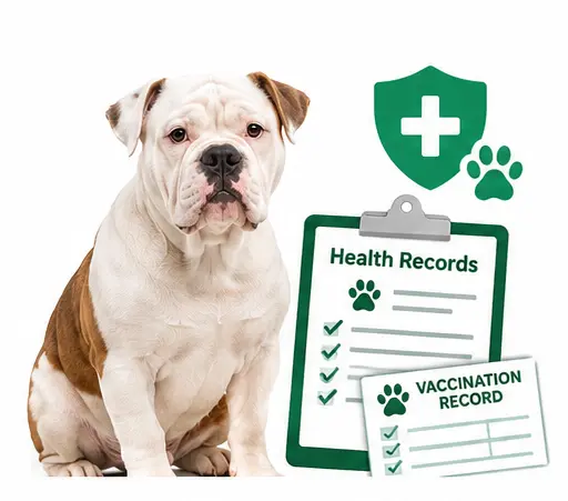 Ask for health and vaccine records american bulldog