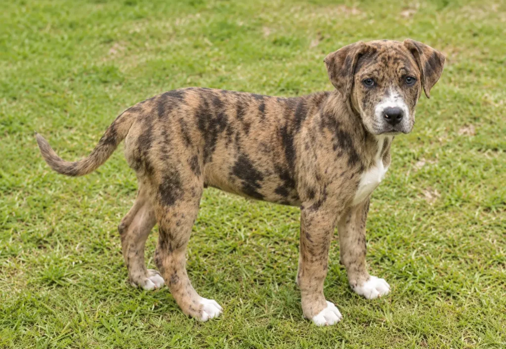 Brindle Catahoula Bulldog standing on grass