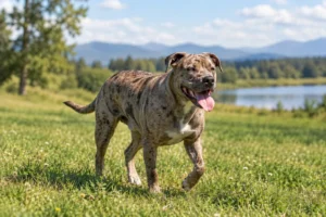 Catahoula Bulldog standing in a green field