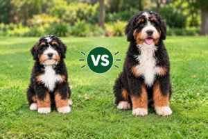 Mini vs Standard Bernedoodle stand in park Key Differences img