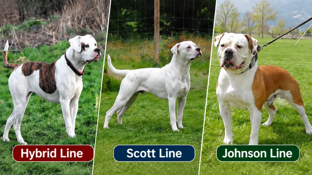 Types of American Bulldogs Johnson Scott and Hybrid Lines