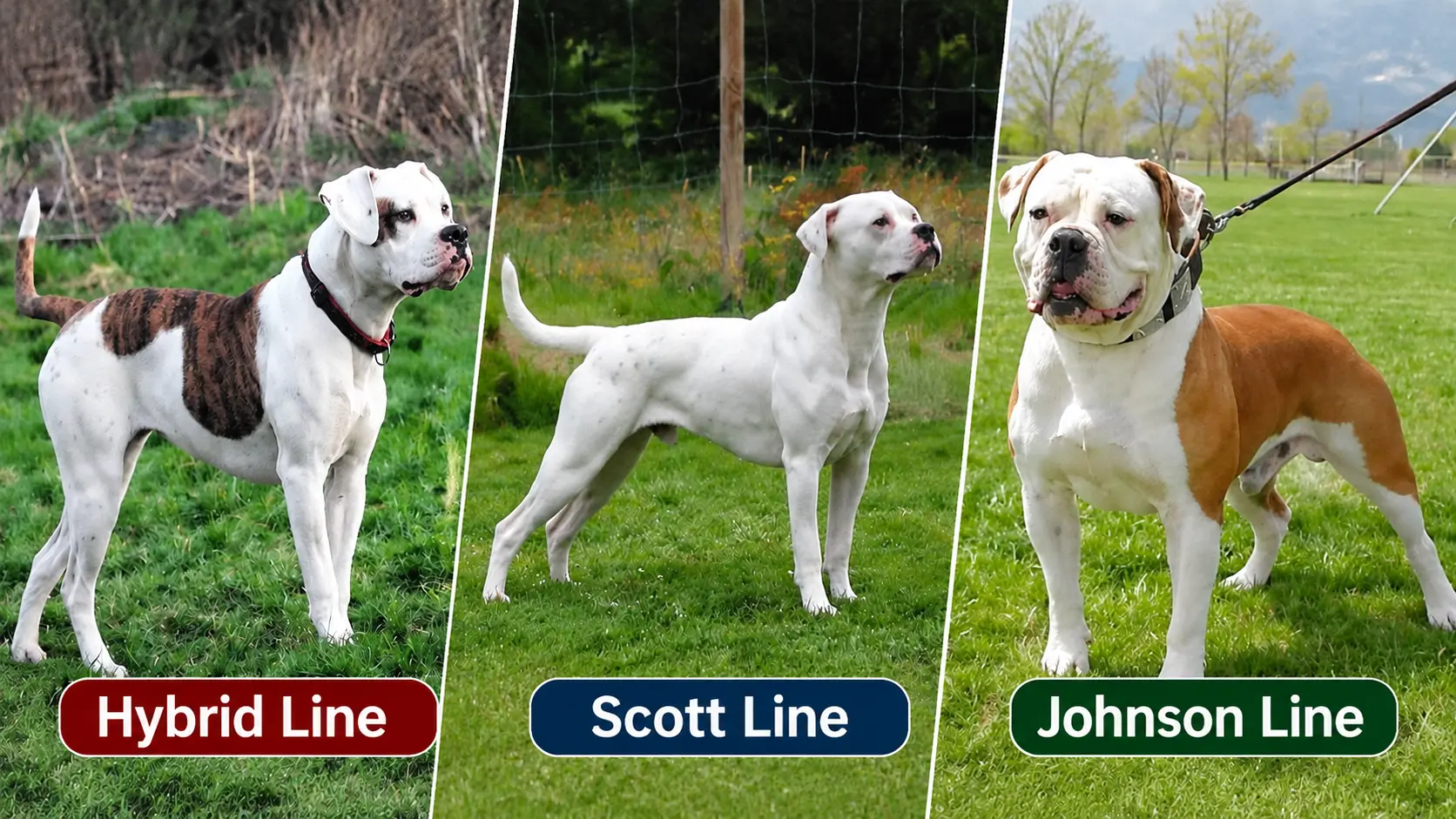 Types of American Bulldogs Johnson Scott and Hybrid Lines
